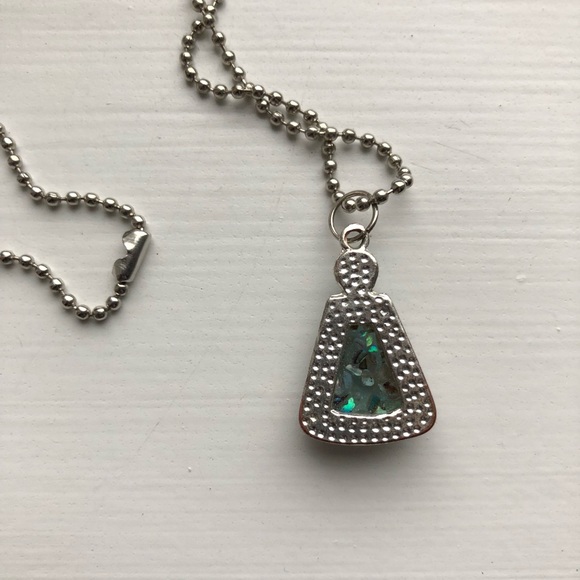 Vintage silver & turquoise stone dog tag necklace - Picture 6 of 7